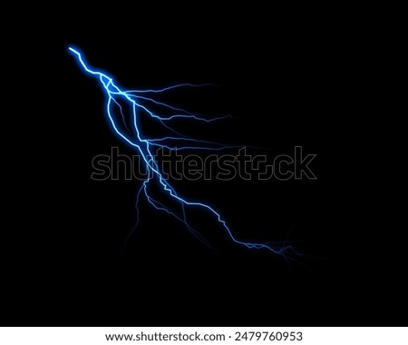 Dynamic progression of a lightning bolt illuminating the black background
