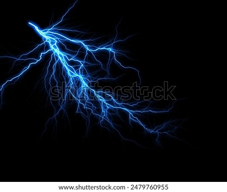 Dynamic progression of a lightning bolt illuminating the black background