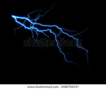 Dynamic progression of a lightning bolt illuminating the black background