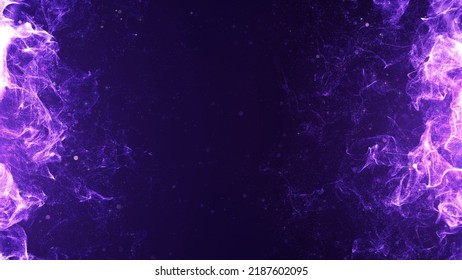 Dynamic Purple Dust Glittering Frame Abstract Background With Copy Space.