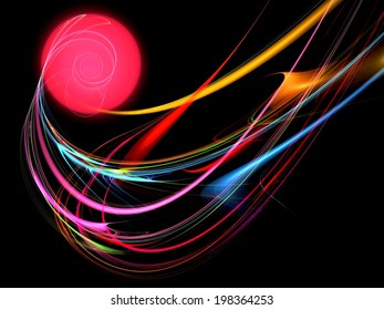 Dynamic Rainbow Colours Ball And Ribbon Fractal Abstract Background