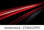 Dynamic Red Light Trails on Black Background Abstract