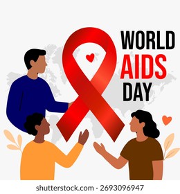 Dynamic Red Ribbon and Globe Vector for World AIDS Day