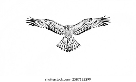 A dynamic sketch capturing the precise moment a falcon dives at incredible speed, its wings streamlined and talons ready. 