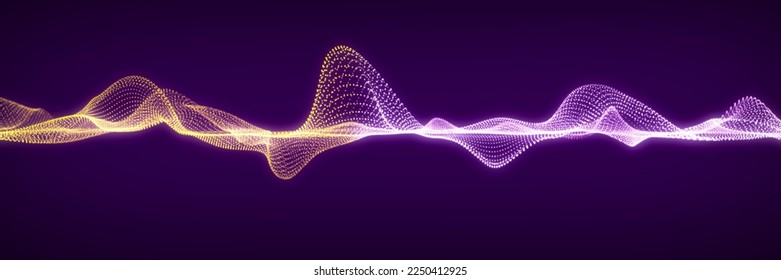 Dynamic sound wave. Musical particle pulsing. Blue energy flow concept. 3D rendering. - Powered by Shutterstock