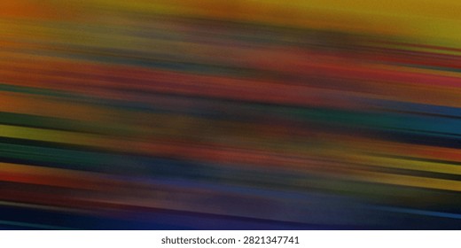 Dynamic speed background with colorful motion blur streaks of yellow red and blue light across dark textured surface finish. Fast paced energetic visual design element.