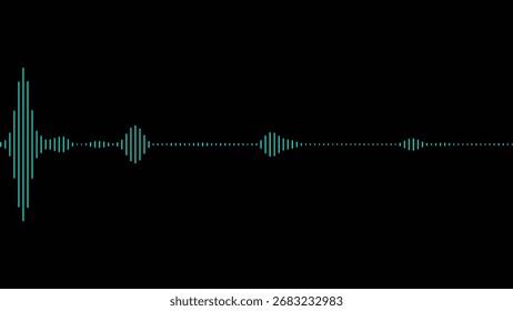 Dynamic teal sound wave visualization against a solid black backdrop representing sound music and audio frequencies perfect for design projects.