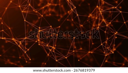 A dynamic web of interconnected orange lines creating a vibrant network pattern against a dark backdrop. this abstract design highlights connectivity and technology themes.