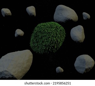 A Dyson tree is a hypothetical genetically engineered plant capable of growing inside a comet 3d rendering