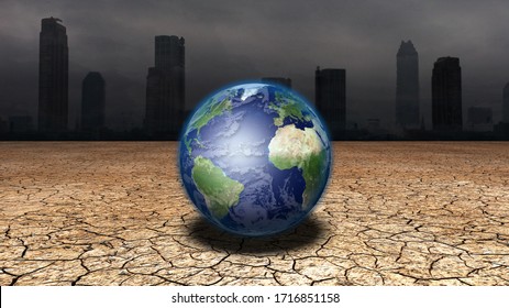 Dystopian world. Climate change concept. 3D rendering