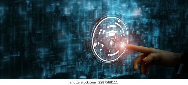 E learning technology concept. Online education, webinar, online courses.
AI and machine learning enhance personalised learning. Digital training to employee, compliance, customer, partner.  - Powered by Shutterstock