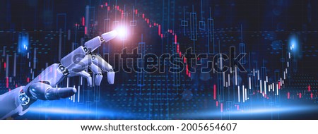 EA,Expert Advisor,AI robot ,Future financial technology control machine learning artificial intelligence technology analyze business data investment trading decision on forex market. 3D illustration 商業照片 © 