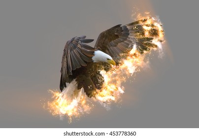 Eagle, Animal Concept. Can Be Used For Wallpaper, Canvas Print, Decoration, Banner, T-shirt Graphic, Advertising.3d Render, 3d Illustration.