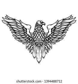 Eagle Illustration Engraving Style Design Element Stock Illustration ...