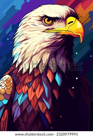 Eagle Wild Nature Animal WPAP Color Style, Experience the mesmerizing world of animal pop art design! Dive into a vibrant realm where animals come to life in bold and captivating ways. [[stock_photo]] © 