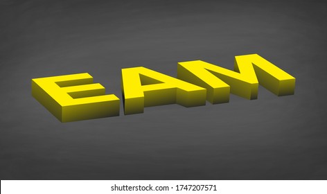 EAM - Enterprise Asset Management Words In Yellow 3D Concept On Black Background. FInancial And Business Concept.