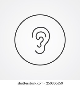 Ear Outline Thin Symbol, Dark On White Background, Logo Creative Template 