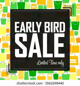 Early Bird Sale, Discount Poster Design Template. Promotion Banner For Shop Or Online Store