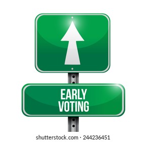 Early Voting Street Sign Illustration Design Over A White Background