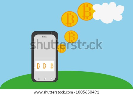 Earn Bitcoins Your Cell Phone Stock Illustration Royalty Free - 