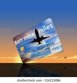 Earn More Airline Miles, Air Miles, Rewards, Points Credit Card On A Setting Sun Background