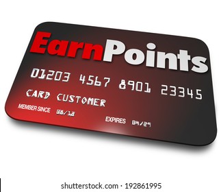 Earn Points Words Plastic Credit Card Rewards Program