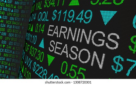 Earnings Season Company Reports Stock Market Ticker Words 3d Illustration