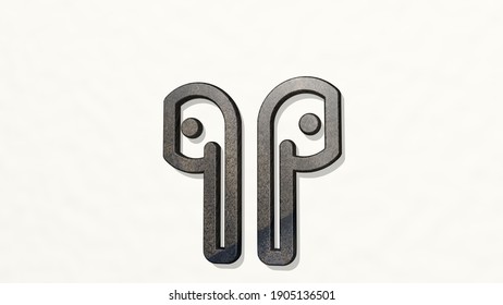 Earpods 3D Icon On The Wall, 3D Illustration