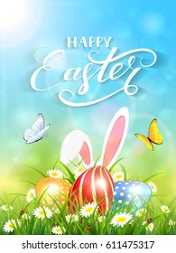 Happy Easter Background Realistic Easter Eggs Stock Vector (Royalty ...