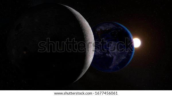 Earth in the Cosmos, space\
and planets, flight from moon to the earth, solar system, moon and\
earth