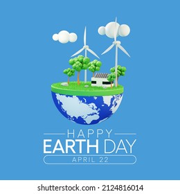 Earth day is observed every year on April 22, to demonstrate support for environmental protection. 3D Rendering