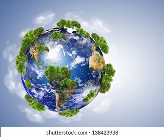 Earth with the different elements on its surface. (Some elements of this image furnished by NASA)