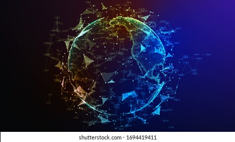 Earth Globe. Background with Light Effect. Global International Connectivity Background. 3D illustration.