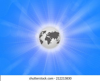 Earth, Globe Background With Rays