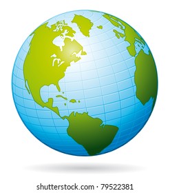 Earth globe icon. American view.