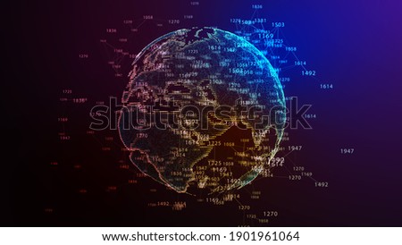 Earth Globe with Light Effect. Global International Connectivity Background. 3D illustration.