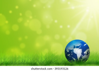 Earth globe on green grass - Shutterstock ID 393193126