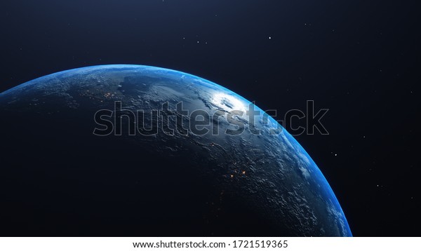 Earth at he night. Abstract wallpaper. City\
lights on planet. 3D\
Illustration