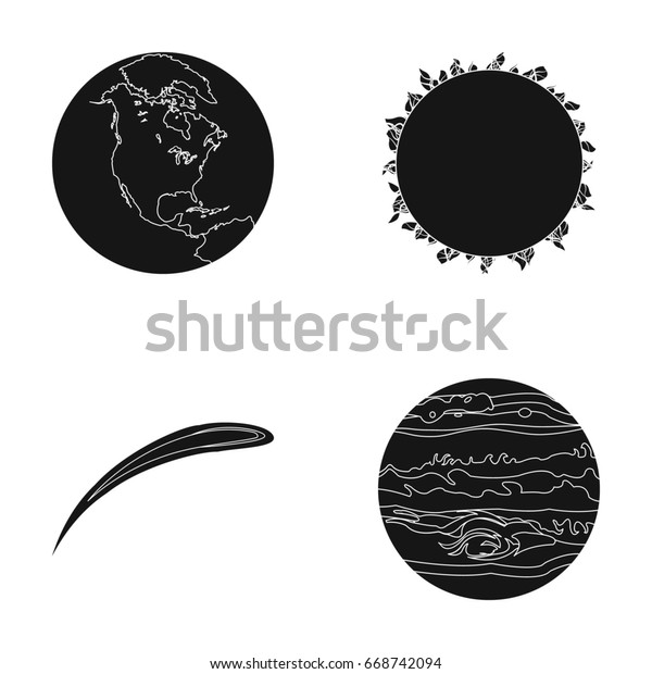 Earth,\
Jupiter, the Sun of the Planet of the Solar System. Asteroid,\
meteorite. Planets set collection icons in black style\
raster,bitmap symbol stock illustration\
web.