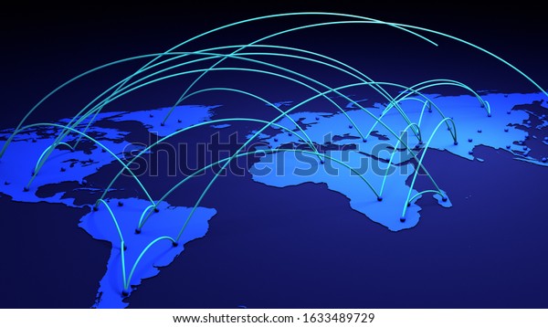 Earth map,\
Geographic information system, Location Intelligence software,\
Outbreak in the world map, 3d\
illustration