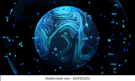 Earth Map, Location Intelligence Software, Geographic Information System, Spatial Data Analytics Technology 3d Illustration