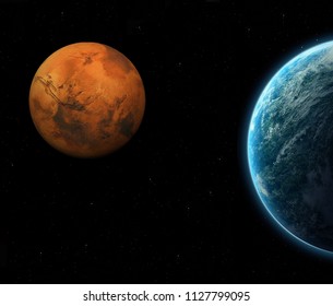 Earth In Mars. 3D Illustration