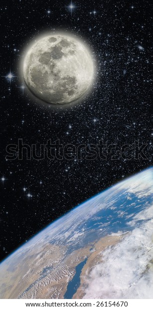 Earth and\
moon