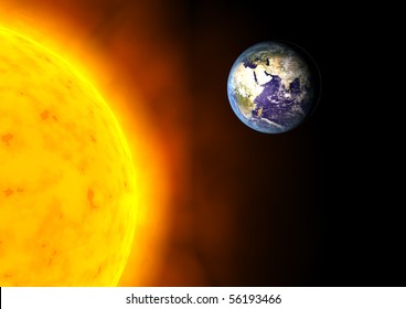 Die Erde in der Nähe der Sonne