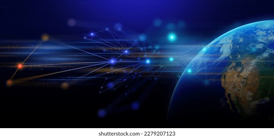 earth and network of internet for telecom,globe data cloud storage of 5g, global networking of social data communication ,Element of this images furnished by NASA, a 3d illustration rendering