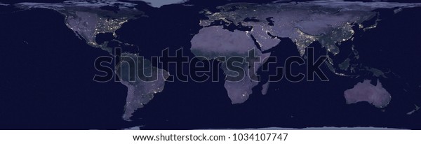 Earth Night Map 3d Rendering Stock Illustration 1034107747