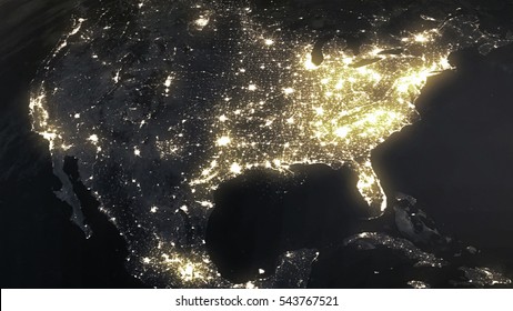 Earth Night North America From Space