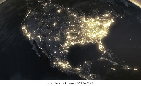 Earth Night North America From Space