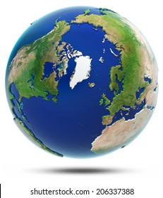 Earth north 3d map - Arctic. Elements of this image furnished by NASA