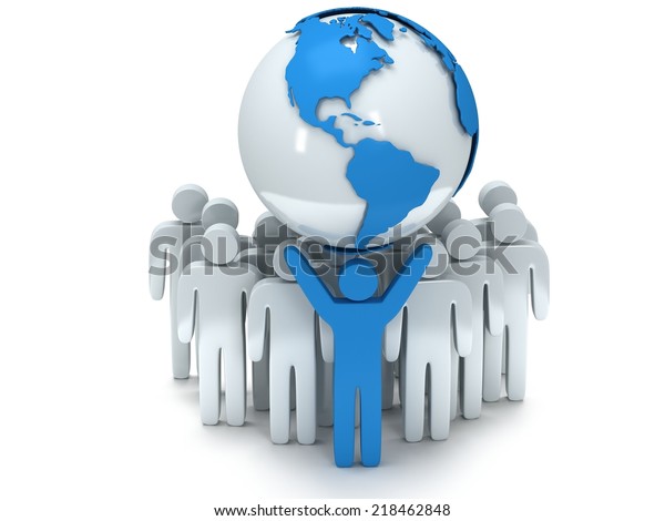 Earth Planet Globe Group People Teamleader Stock Illustration 218462848 ...